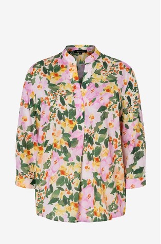 Viscose-cotton blend blouse with floral print