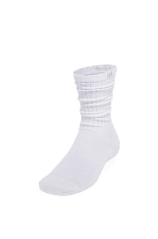 UNDER ARMOUR Unisex Sportstyle Cotton Scrunch 2-Pack Crew Socks White 2