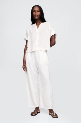 Crinkle Gauze Easy Barrel Pants