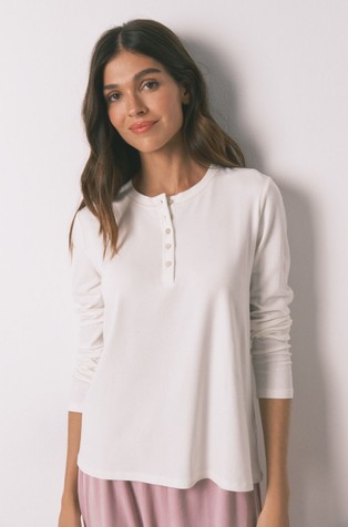 Long sleeve stretch viscose T-shirt