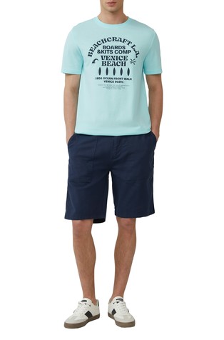 S.OLIVER Short-sleeved cotton T-shirt with print Blue 3
