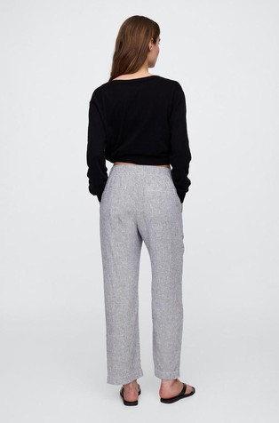 GAP Mid Rise Linen-Blend Stripe Easy Pants White Navy Stripe 2