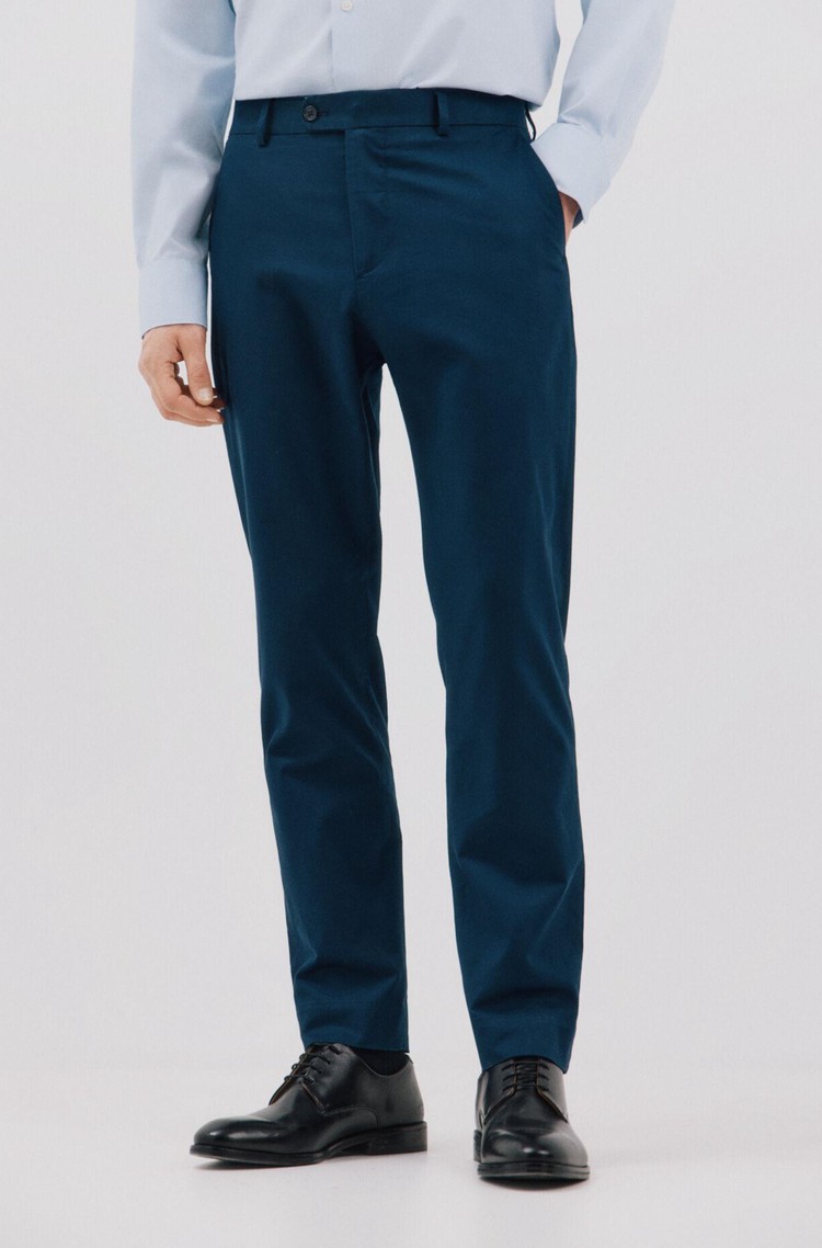 CORTEFIEL Cotton and linen blend trousers Navy 