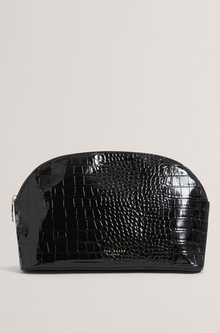 Lakasta kozmetična torbica z vzorcem krokodilje kože