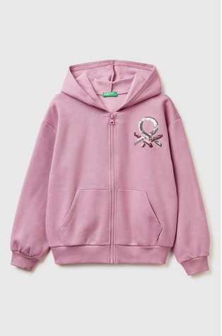 Sweatshirt with zip and sequins