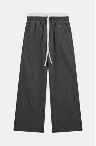 Črtaste palazzo hlače iz mešanice z viskozo