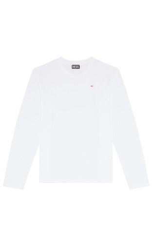 DIESEL Majica z dolgimi rokavi in mikro logotipom Bela - White 6