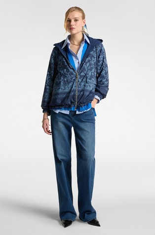 ELENA MIRO Reversible wind jacket in water-repellent technical fabric Blue 4