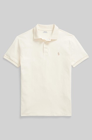 RALPH LAUREN Custom slim fit raztegljiva polo majica z mrežasto strukturo Bela - Andover Cream 4