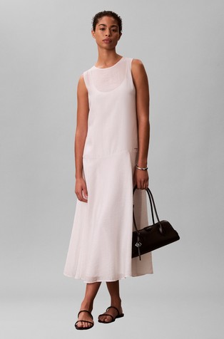 Polprosojna dolga obleka z A-krojem