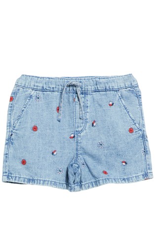Loose fit denim shorts with embroidery