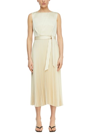 Satenasta obleka s plisiranim krilom