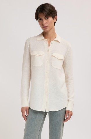 Wool-blend shirt-style cardigan