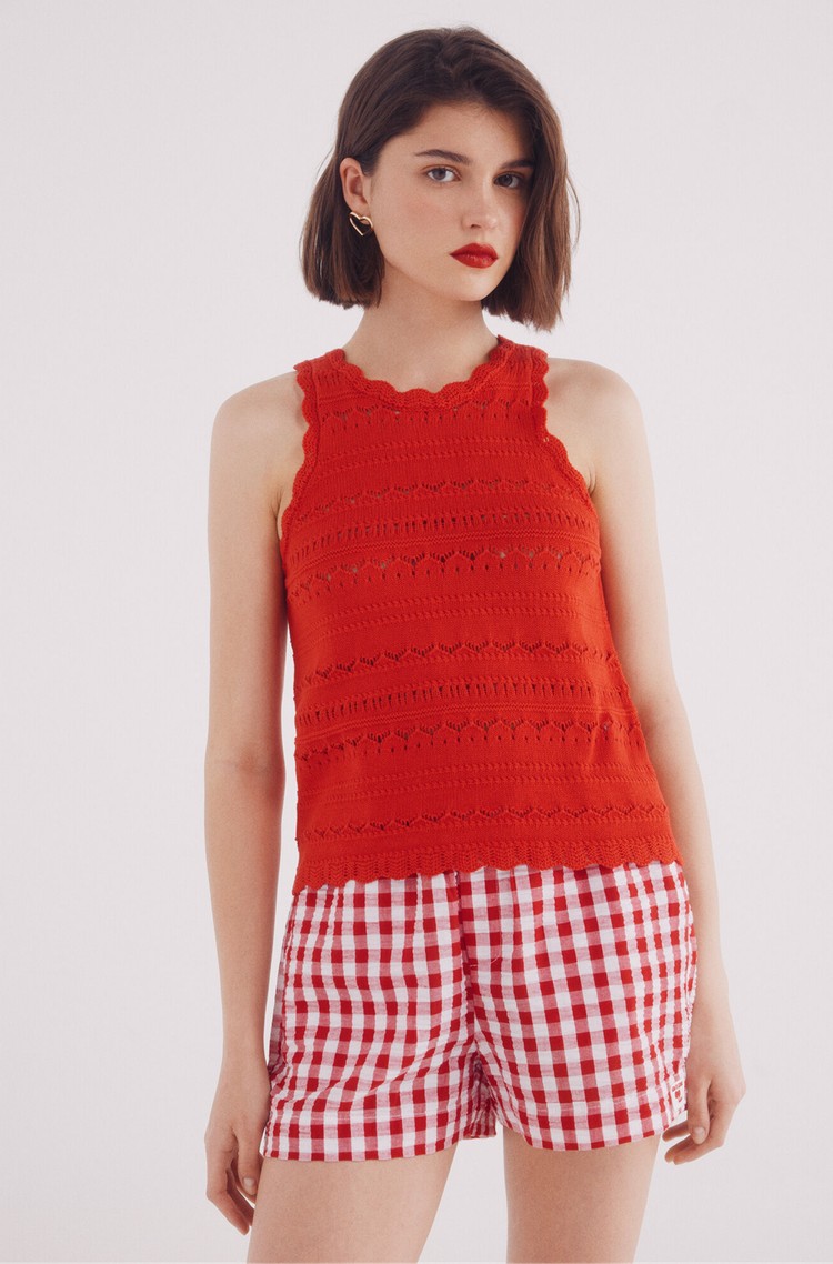SPRINGFIELD Top with openwork pattern Red 