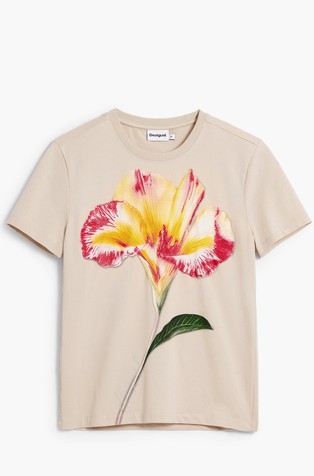 Majica s kratkimi rokavi in potiskom cveta