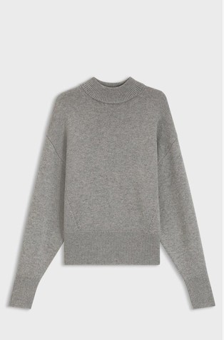 Relaxed-fit knitted sweater with mock neckline