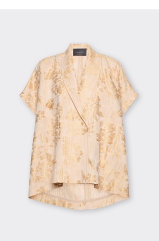 Jakna s kratkimi rokavi in žakarskim cvetličnim vzorcem