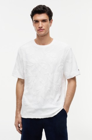 Majica s kratkimi rokavi in frotirastim žakarskim vzorcem