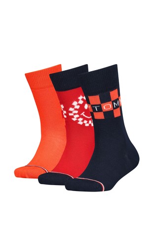 TOMMY HILFIGER Paket 3 parov nogavic z vzorcem šahovnice Večbarvna - Red/Black 2
