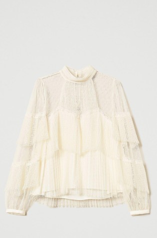 Bluza iz tila s plisiranimi naborki