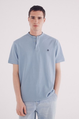 Regular fit polo majica z mandarin ovratnikom