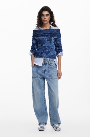 DESIGUAL Open-shoulder sweater Blue 3