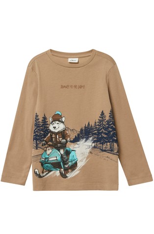 Long-sleeved cotton tee with front print