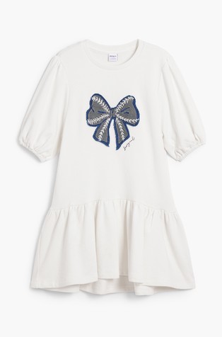 Bombažna obleka z našitkom pentlje