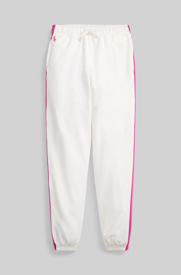 RALPH LAUREN Striped cotton-blend jogger pant Paper White / Belmont Pink 