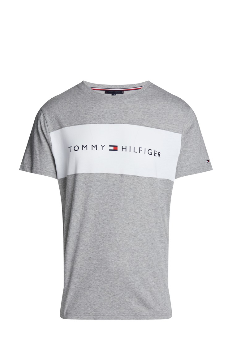 TOMMY HILFIGER TH Original zgornji del pižame s kratkimi rokavi iz barvnih blokov Siva - Gray 
