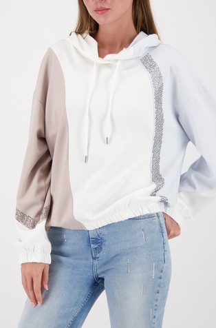 Pulover s kapuco iz barvnih blokov