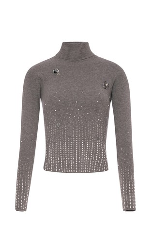 Slim fit pleten puli z aplikacijami