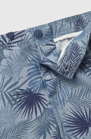BENETTON Linen-blend cargo bermudas with pattern Blue 3