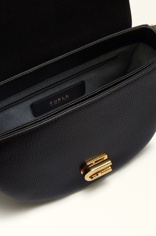 FURLA Usnjena torbica za čez ramo Črna - Black 3