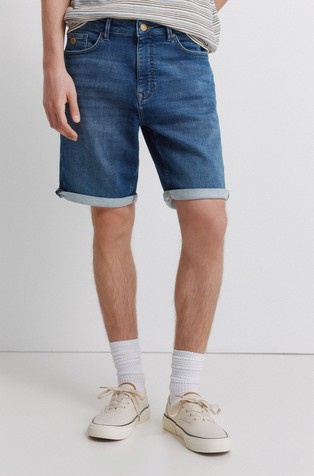 Slim fit knit denim Bermuda shorts
