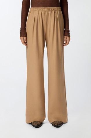 Melirane široke hlače iz mešanice z volno