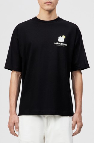 Relaxed fit bombažna majica s potiskom spredaj in zadaj