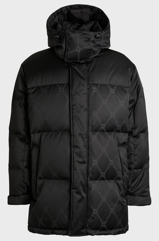 HUGO BOSS Vodoodbojna puhovka z logo vzorcem Črna - Black 4