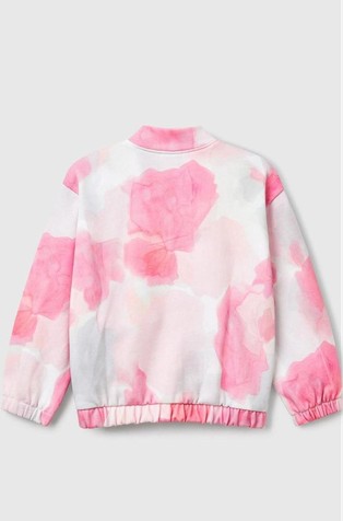 BENETTON Bombažna jopa s dip-dye vzorcem Večbarvna - Pink / White 2
