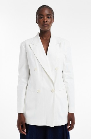 TSGULLA suknjič z dvorednim zapenjanjem iz lana in viskoze