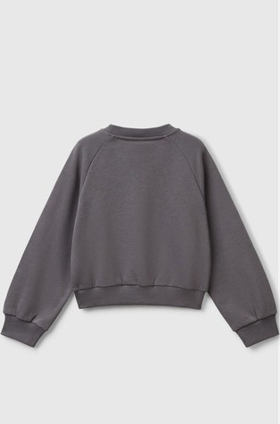 BENETTON Pulover z okrasnimi kamni v obliki srčkov Siva - Dark Gray 2