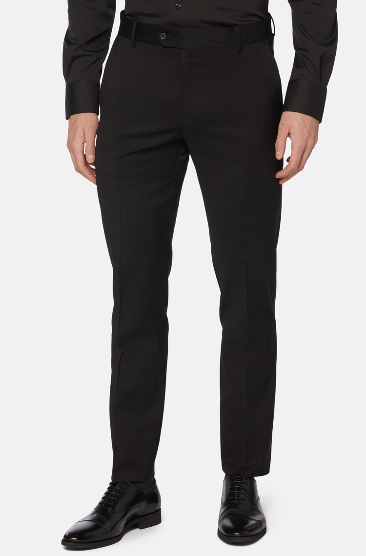 BOGGI MILANO Trousers in Stretch Knitted Wool Black 