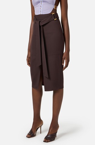 Gabardine skirt with sash belt