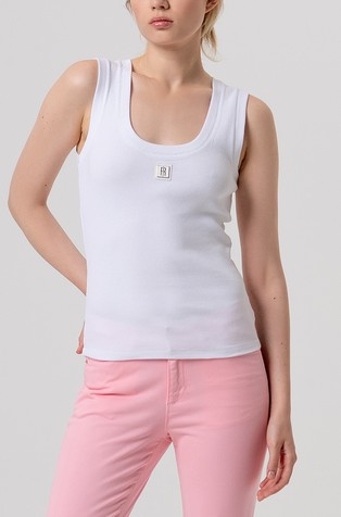 Slim fit rebrasta majica brez rokavov