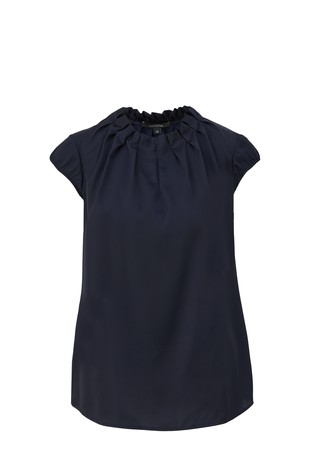 COMMA Satin blouse with gathers around the neck Blue 4