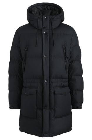 HUGO BOSS Vodoodbojna prešita bunda z logo našitkom Črna - Black 6