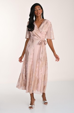 Coctail midi obleka s svetlečimi lureks vlakni