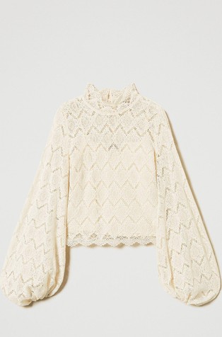 TWINSET Macramé lace blouse Delicate Beige 2