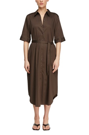 Midi length cotton-blend shirt dress