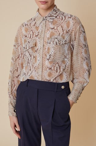 Snake-print georgette shirt